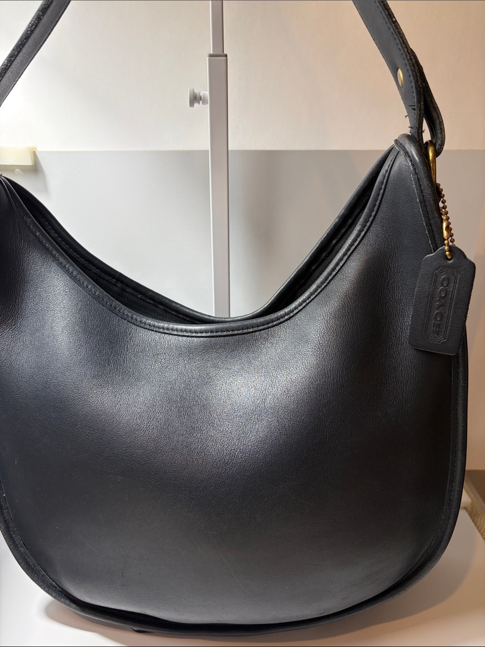 Vintage Coach Navy  Leather Crescent Shoulder Bag with Tag
